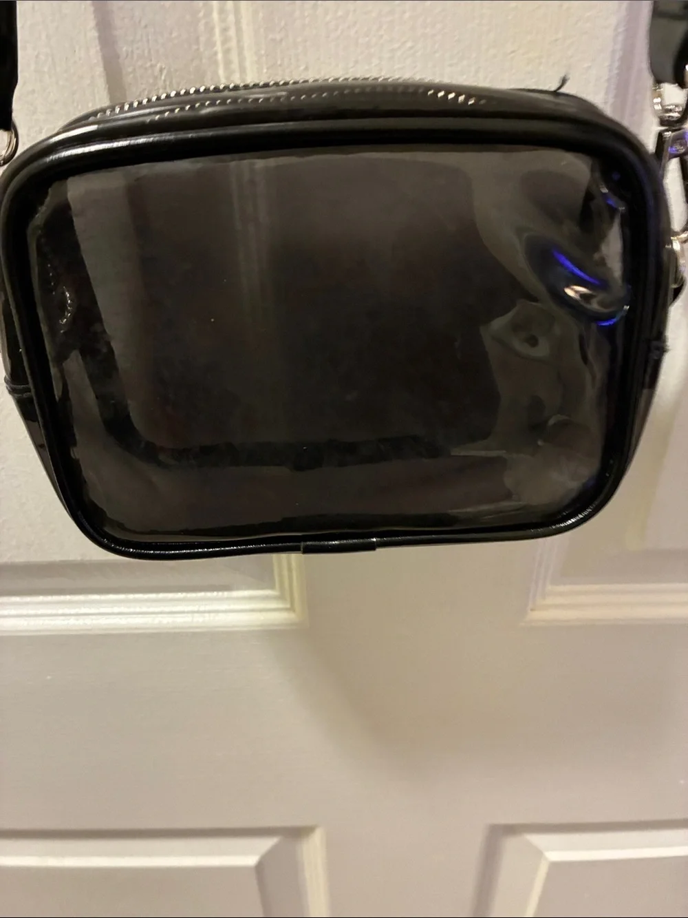 Black clear Crossbody Sleek Shoulder Bag w/removable straps. Stadium approved